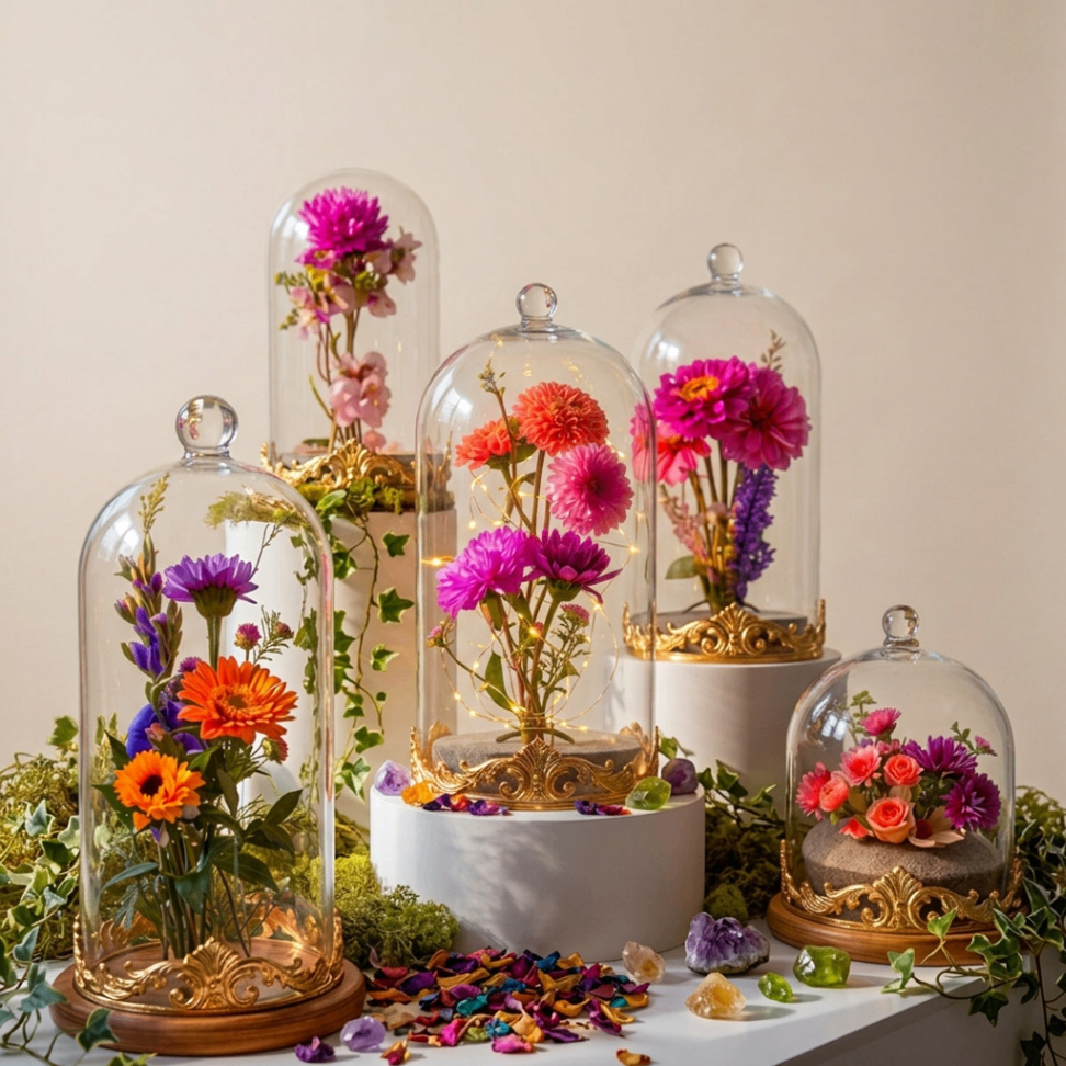 Cloche florale lumineuse
